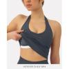imageWorkout Halter Tops for Women Built in Bra  Low Support V Neck Backless Sports Tank Top Shelf Bra  HiPerformThunder