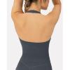 imageWorkout Halter Tops for Women Built in Bra  Low Support V Neck Backless Sports Tank Top Shelf Bra  HiPerformThunder