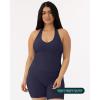 imageWorkout Halter Tops for Women Built in Bra  Low Support V Neck Backless Sports Tank Top Shelf Bra  HiPerformTwilight