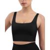 imageCompression Sports Bras for Women  Medium Support Square Neck Longline Workout Bra Removable Pads  HiPerformBlack