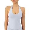 imageWorkout Halter Tops for Women Built in Bra  Low Support V Neck Backless Sports Tank Top Shelf Bra  HiPerformSilver