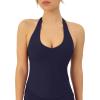 imageWorkout Halter Tops for Women Built in Bra  Low Support V Neck Backless Sports Tank Top Shelf Bra  HiPerformTwilight