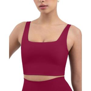 imageCompression Sports Bras for Women  Medium Support Square Neck Longline Workout Bra Removable Pads  HiPerformBerry