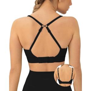 imageRacerback Adjustable Sports Bra for Women  High Support Convertible Straps High Impact Workout Bras  HiPerformBlack