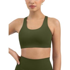 imageRacerback Supportive Sports Bras for Women  High Support Scoop Neck Gym Workout Bra Removable Pads  HiPerformArmy