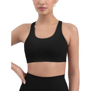 imageRacerback Supportive Sports Bras for Women  High Support Scoop Neck Gym Workout Bra Removable Pads  HiPerformBlack