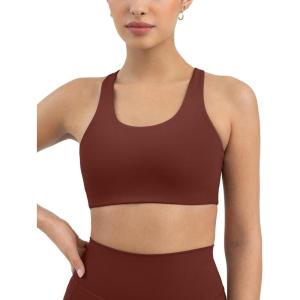 imageRacerback Supportive Sports Bras for Women  High Support Scoop Neck Gym Workout Bra Removable Pads  HiPerformChocolate