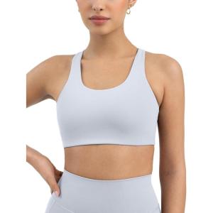 imageRacerback Supportive Sports Bras for Women  High Support Scoop Neck Gym Workout Bra Removable Pads  HiPerformSilver
