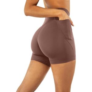 imageShorts with Pockets  Compressive High Waisted Butt Sculpting 4quot ampamp 6quot Womens Biker Shorts  HiPerform XXS to 3XClay