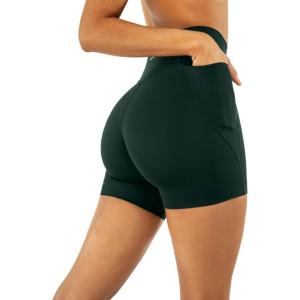 imageShorts with Pockets  Compressive High Waisted Butt Sculpting 4quot ampamp 6quot Womens Biker Shorts  HiPerform XXS to 3XGreen