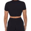 imageAthleisure Crop Tee  Low Support Crew Neck Short Cap Sleeves Lounge Workout Womens Cropped Top  LuxeCloudBlack