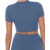 imageAthleisure Crop Tee  Low Support Crew Neck Short Cap Sleeves Lounge Workout Womens Cropped Top  LuxeCloudSky