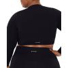 imageLong Sleeve Crop Top  Medium Support Crew Neck MoistureWicking Womens Performance Gym Workout Tee  HiPerformBlack