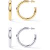 imagePAVOI 14K Gold Plated Lightweight Chunky Open Hoops for Women  Trendy Gold Hoop EarringsPack