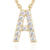 imagePAVOI 14K White Gold Plated Cubic Zirconia Initial Necklace  Letter Dainty Necklaces for Women A