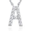 imagePAVOI 14K White Gold Plated Cubic Zirconia Initial Necklace  Letter Dainty Necklaces for Women A