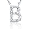 imagePAVOI 14K White Gold Plated Cubic Zirconia Initial Necklace  Letter Dainty Necklaces for Women B