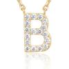 imagePAVOI 14K White Gold Plated Cubic Zirconia Initial Necklace  Letter Dainty Necklaces for Women B