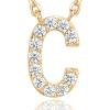imagePAVOI 14K White Gold Plated Cubic Zirconia Initial Necklace  Letter Dainty Necklaces for Women C