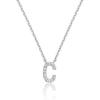 imagePAVOI 14K White Gold Plated Cubic Zirconia Initial Necklace  Letter Dainty Necklaces for Women C
