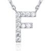 imagePAVOI 14K White Gold Plated Cubic Zirconia Initial Necklace  Letter Dainty Necklaces for Women F