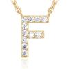 imagePAVOI 14K White Gold Plated Cubic Zirconia Initial Necklace  Letter Dainty Necklaces for Women F