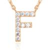 imagePAVOI 14K White Gold Plated Cubic Zirconia Initial Necklace  Letter Dainty Necklaces for Women F