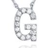 imagePAVOI 14K White Gold Plated Cubic Zirconia Initial Necklace  Letter Dainty Necklaces for Women G