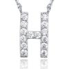 imagePAVOI 14K White Gold Plated Cubic Zirconia Initial Necklace  Letter Dainty Necklaces for Women H
