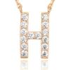 imagePAVOI 14K White Gold Plated Cubic Zirconia Initial Necklace  Letter Dainty Necklaces for Women H