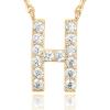 imagePAVOI 14K White Gold Plated Cubic Zirconia Initial Necklace  Letter Dainty Necklaces for Women H