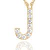 imagePAVOI 14K White Gold Plated Cubic Zirconia Initial Necklace  Letter Dainty Necklaces for Women J