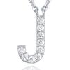 imagePAVOI 14K White Gold Plated Cubic Zirconia Initial Necklace  Letter Dainty Necklaces for Women J