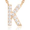 imagePAVOI 14K White Gold Plated Cubic Zirconia Initial Necklace  Letter Dainty Necklaces for Women K