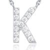 imagePAVOI 14K White Gold Plated Cubic Zirconia Initial Necklace  Letter Dainty Necklaces for Women K