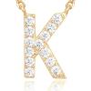 imagePAVOI 14K White Gold Plated Cubic Zirconia Initial Necklace  Letter Dainty Necklaces for Women K
