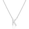 imagePAVOI 14K White Gold Plated Cubic Zirconia Initial Necklace  Letter Dainty Necklaces for Women K