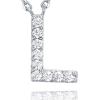 imagePAVOI 14K White Gold Plated Cubic Zirconia Initial Necklace  Letter Dainty Necklaces for Women L