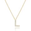 imagePAVOI 14K White Gold Plated Cubic Zirconia Initial Necklace  Letter Dainty Necklaces for Women L