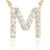 imagePAVOI 14K White Gold Plated Cubic Zirconia Initial Necklace  Letter Dainty Necklaces for Women M
