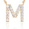 imagePAVOI 14K White Gold Plated Cubic Zirconia Initial Necklace  Letter Dainty Necklaces for Women M