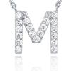 imagePAVOI 14K White Gold Plated Cubic Zirconia Initial Necklace  Letter Dainty Necklaces for Women M