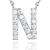 imagePAVOI 14K White Gold Plated Cubic Zirconia Initial Necklace  Letter Dainty Necklaces for Women N