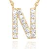 imagePAVOI 14K White Gold Plated Cubic Zirconia Initial Necklace  Letter Dainty Necklaces for Women N