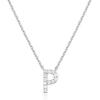imagePAVOI 14K White Gold Plated Cubic Zirconia Initial Necklace  Letter Dainty Necklaces for Women P