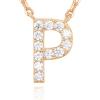 imagePAVOI 14K White Gold Plated Cubic Zirconia Initial Necklace  Letter Dainty Necklaces for Women P