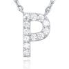 imagePAVOI 14K White Gold Plated Cubic Zirconia Initial Necklace  Letter Dainty Necklaces for Women P