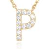 imagePAVOI 14K White Gold Plated Cubic Zirconia Initial Necklace  Letter Dainty Necklaces for Women P