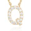 imagePAVOI 14K White Gold Plated Cubic Zirconia Initial Necklace  Letter Dainty Necklaces for Women Q