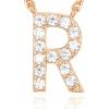 imagePAVOI 14K White Gold Plated Cubic Zirconia Initial Necklace  Letter Dainty Necklaces for Women R